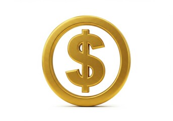 Obraz premium Golden dollar symbol inside of a circle isolated on white background