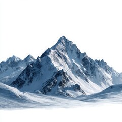 Obraz premium Snowy mountain peak landscape isolated on white background