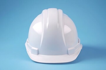 Fototapeta premium Pristine white hard hat symbolizing construction safety on azure background