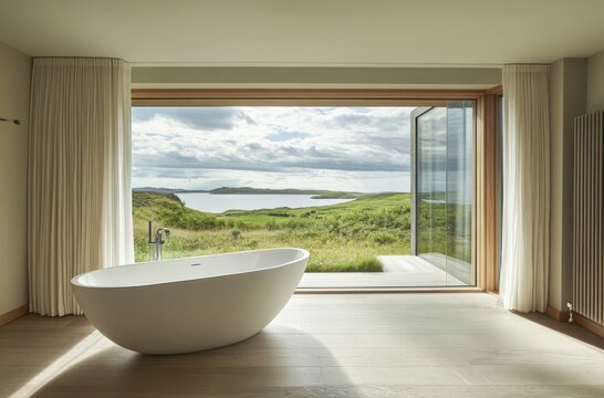 Open-plan master bathroom with freestanding - Powered by Adobe