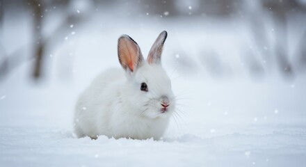 Winter's First Snowfall A Snowy Daydream Silent Snow Bunny White Whisper In Winter Snowflake Serenade AI Generated
