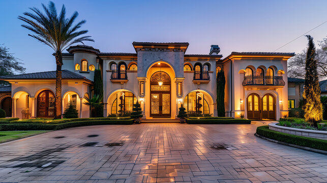 Elegant house facade with refined architectural details, embodying timeless sophistication and welcoming charm