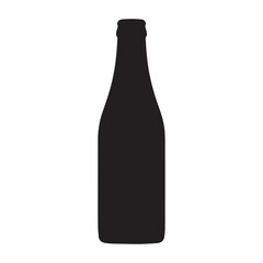 A black filled bottle silhouette on white background