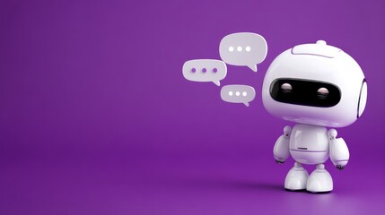 Fototapeta premium cute robot with speech bubbles.