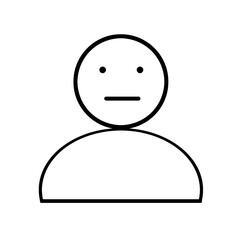 line illustration of a person icon with a flat expression.