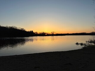 sunset over the river