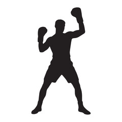 A boxing man silhouette set on white background.