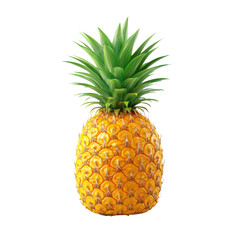Whole Pineapple with Green Leaves isolated on transparent background