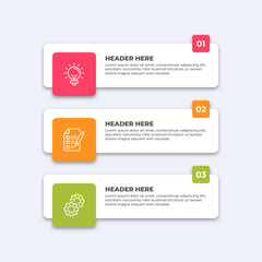 Three colorful infographic boxes.