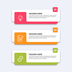 Three colorful infographic boxes.