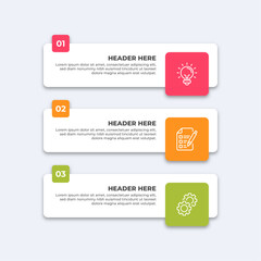 Three colorful infographic boxes.