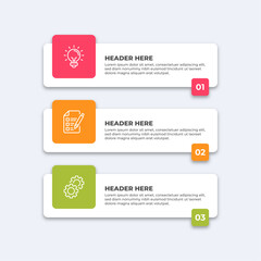 Three colorful infographic boxes.