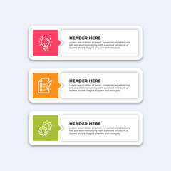 Three colorful infographic boxes.