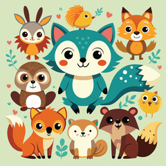 Obraz premium set of funny animals