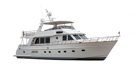 Naklejka premium A luxurious white yacht with multiple decks on a bright white background for marine enthusiasts view