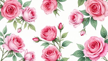Delicate watercolor roses in soft hues, repeating pattern , repeat, pretty