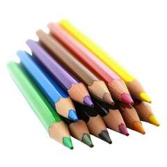 Fototapeta premium Wooden colored pencils isolated on transparent background