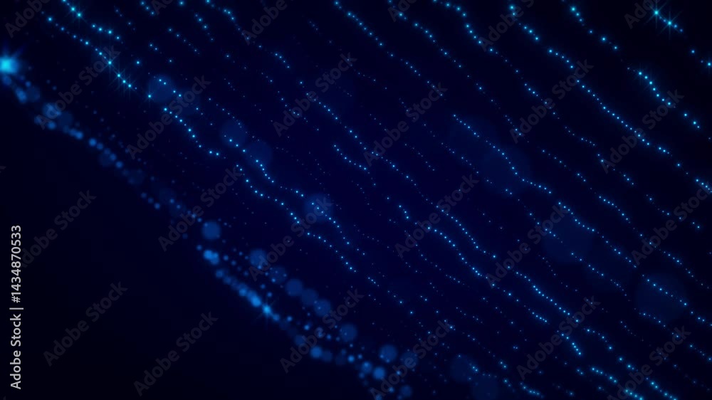 Wall mural futuristic wave with dots and lines. abstract technology background. big data concept. 3d rendering.