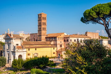 Obraz premium The Basilica of Maxentius, sometimes known as the Basilica Nova or, less commonly, the Basilica of Constantine, was a civic basilica in the Roman Forum. At the time of its construction, it was the lar