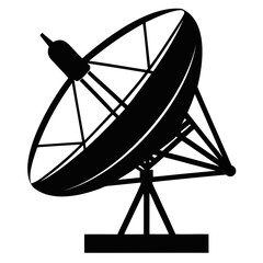 Satellite dish icon black vector silhouette on transparent background