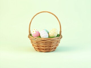 easter eggs in basket. easter, basket, egg, eggs, holiday, spring, colorful, decoration, celebration, wicker, food, isolated, color, tradition, blue, pink, season, yellow, colored, seasonal, nest, eas
