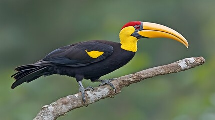 Naklejka premium Colorful bird perched on branch