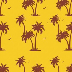 Obraz premium Golden Hour Palms: A Tropical Silhouette Repeat AI Generated