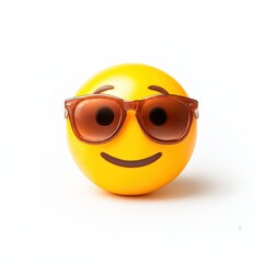 Emoji wearing sunglasses isolated on a white background.
