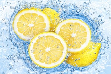 Citrus slices in water splash