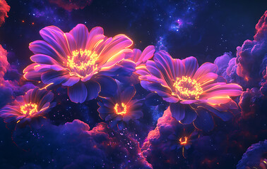 Luminous Pink and Purple Flowers in a Cosmic Galaxy