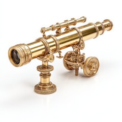 Brass antique telescope on stand
