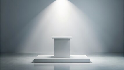 A minimalist empty podium stands alone on a flat surface, highlighting its solitary presence , champion, winner,  champion, winner