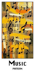 Fototapeta premium Musical theme. Oil painting. Pattern for printing on wall decorations.