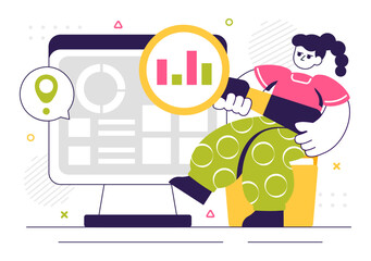 ERP Enterprise Resource Planning System Vector Illustration featuring Business Integration, Productivity Improvement, and Company Enhancement
