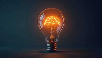 light bulb on black background as a speedometer, animated