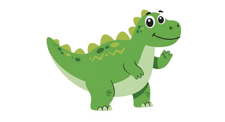 Obraz premium 2D Cartoon Friendly Dinosaur Character with White Background