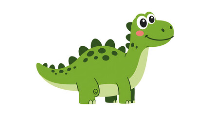 2D Cartoon Friendly Dinosaur Character with White Background