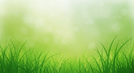 Fototapeta premium Whispers Of Spring Green Meadow Dreams Sunlit Grasslands Emerald Dawn A Field Of Hope Soft Light On Green Morning Dew Kissed Nature's Gentle Embrace Summer's First Breath Tranquil Green Vista