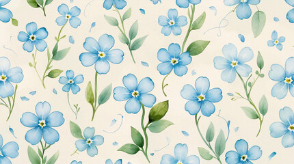 Timeless blue flowers botanical floral drawing with vintage inspired frame pattern detailed design art print premium illustration wallpaper background