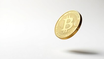 A single coin flipped mid-air, isolated on white , gambling, flip, copper