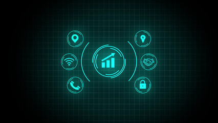 Smart home control panel on virtual screen. IOT and Automation technology concept.