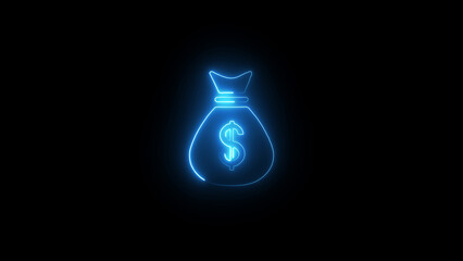 Neon glowing dollar back icon illustration