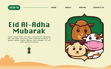 Fototapeta premium Eid al-Adha Mubarak Landing Page