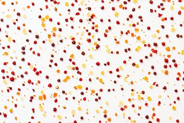 Colorful spice blend scattered on white background