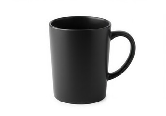 Black ceramic mug with handle isolated on white background