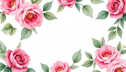 Delicate watercolor roses & leaves, repeating pattern, summer, pattern, spring