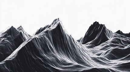 Wireframe Mountains Digital Landscape