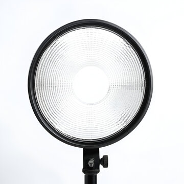 Retroreflector on white background. Reflecting light cataphote.