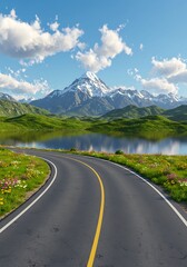 Fototapeta premium Mountain Majesty: A 3D Rendered Journey AI Generated