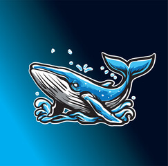 vector illustration of a shark whale